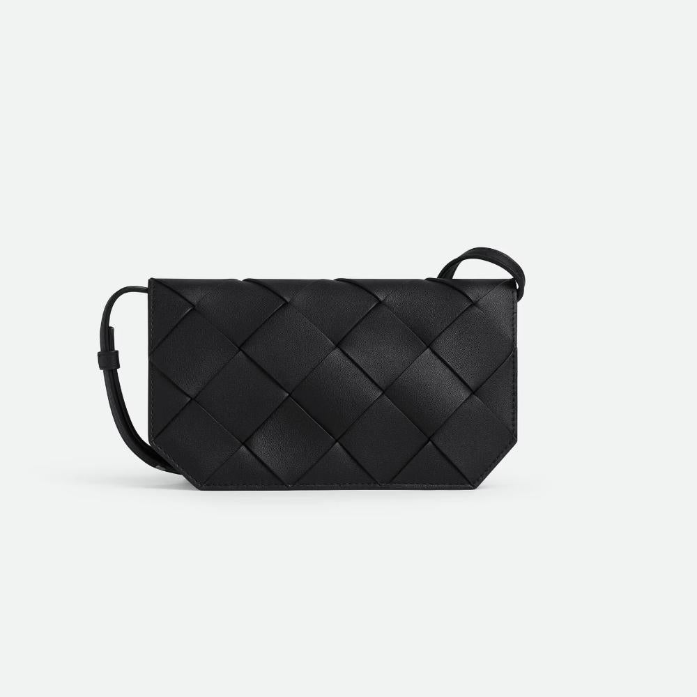 Bottega Veneta Diago Black Leather Phone Pouch Crossbody Bag