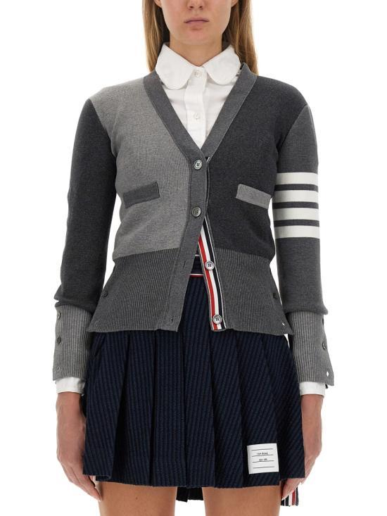 THOM BROWNE Milano Stitch 4-Bar Cotton Cardigan MIX DOM