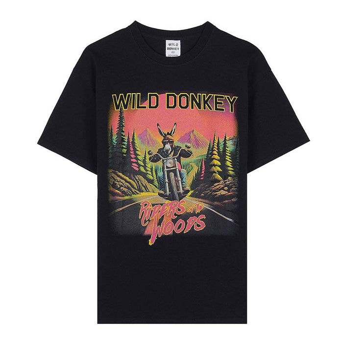 Wild Donkey Riding Jerry Graphic T-Shirt Black Unisex