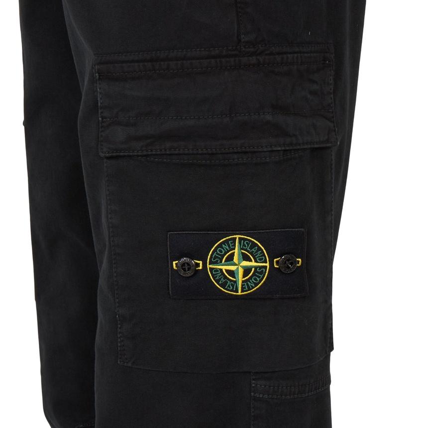 STONE ISLAND Men’s Cargo Jogger Pants Black Cotton Classic Pants