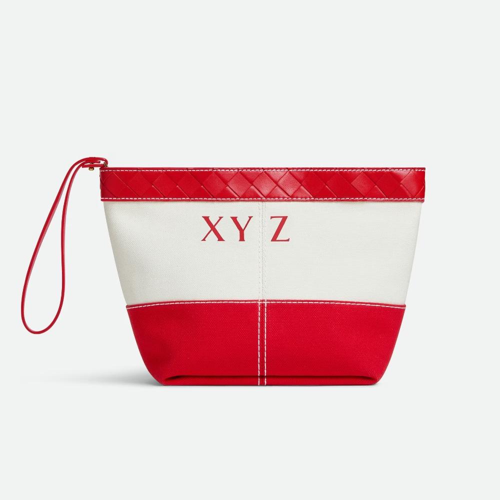Bottega Veneta Medium Flip Flap Pouch White Scarlet Unisex