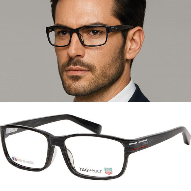 Tag Heuer Black Square Acetate Eyeglass Frame Unisex TH0535 003