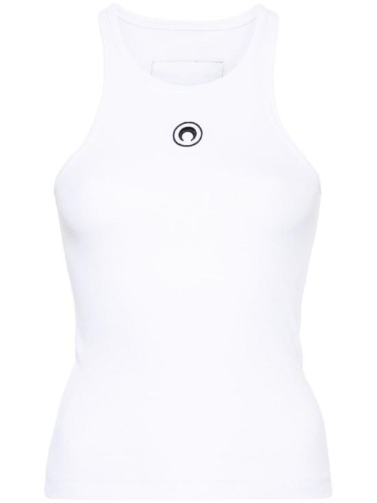 Marine Serre White Sleeveless Jersey T-Shirt WTT014 ACJER 0011 WH10
