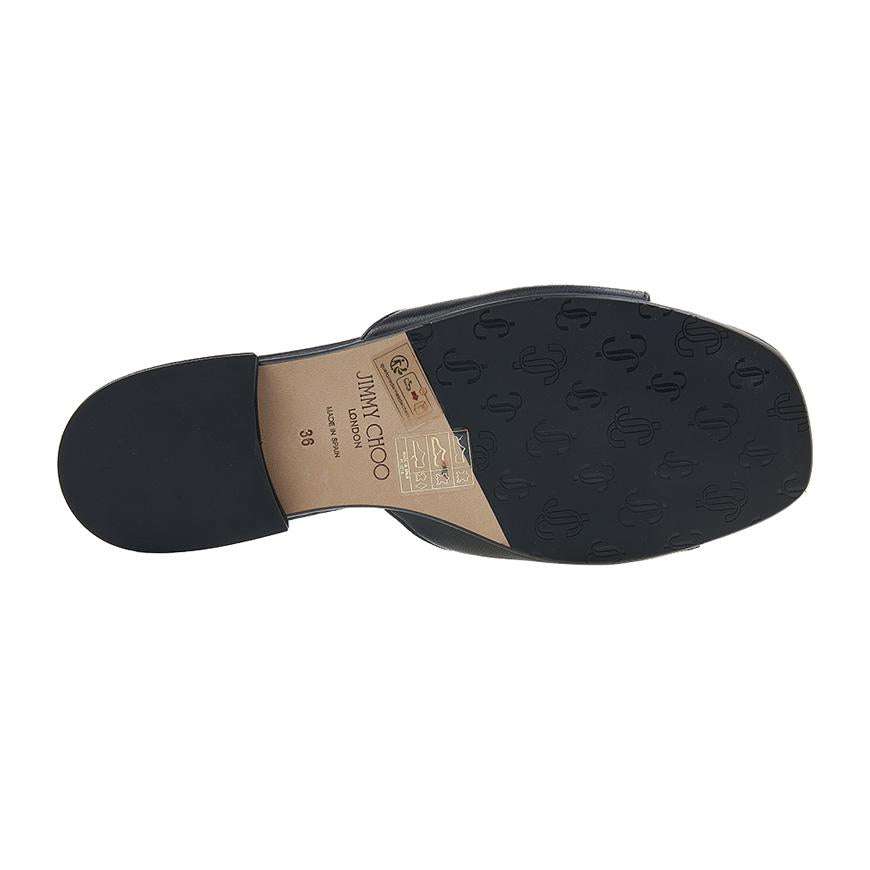 Jimmy Choo Black Nappa Leather Square Toe Open Sandals