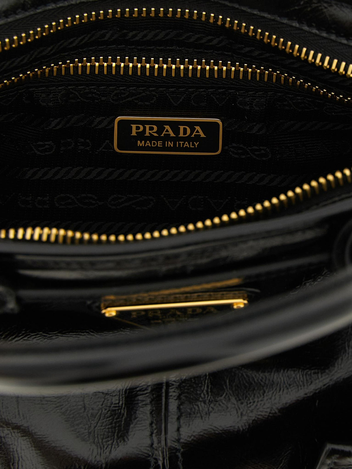 PRADA Black Nylon Leather Tote Bag