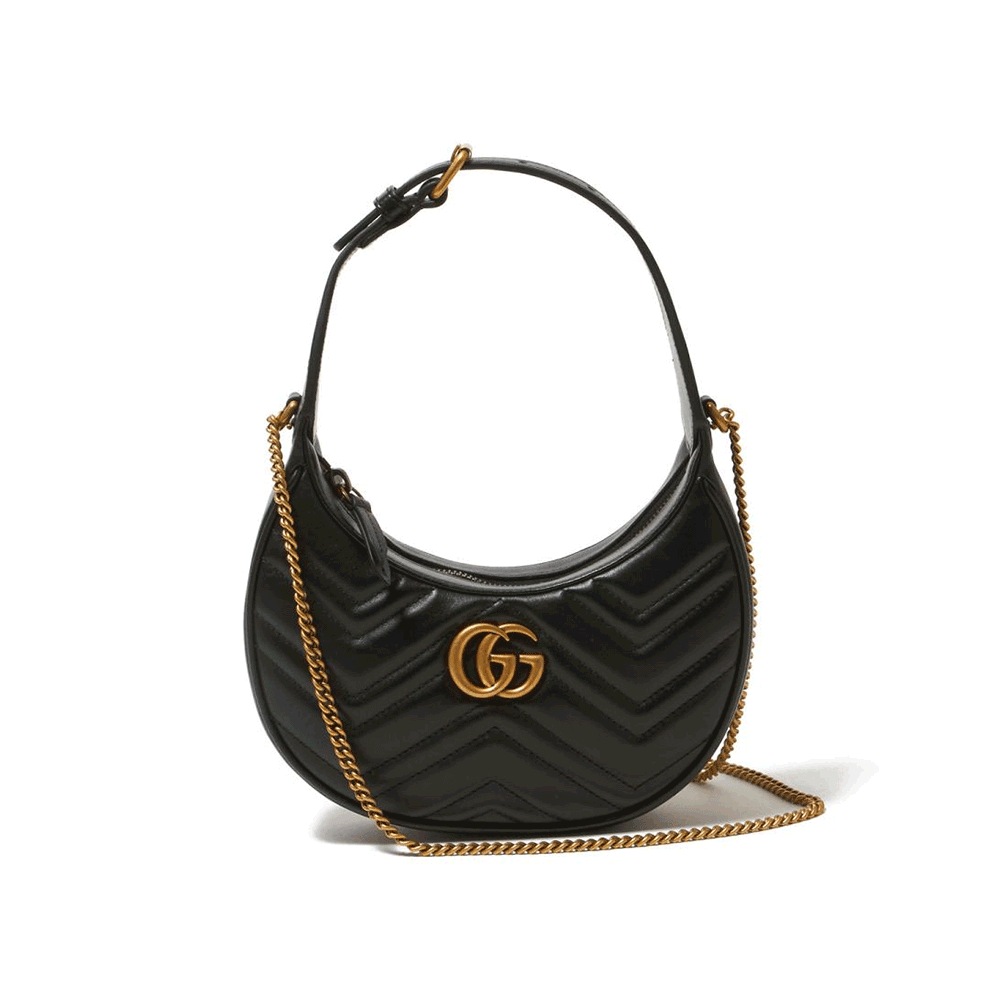 GUCCI Mini Half Moon Marmont Shoulder Bag Crossbody Women 699514