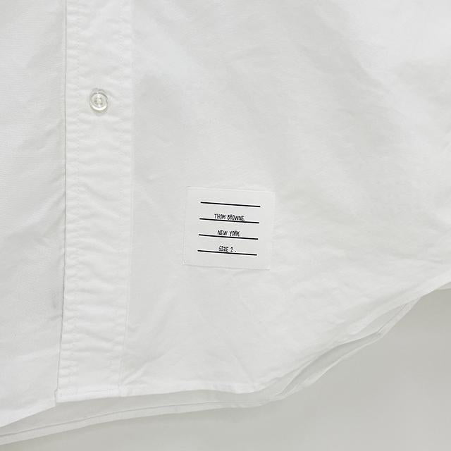 THOM BROWNE Tricolor Grosgrain Armband Oxford Long-Sleeve Shirt White