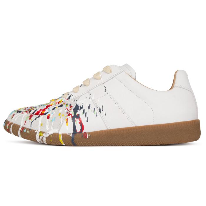Maison Margiela Painting German Army Low-Top Sneakers White Leather