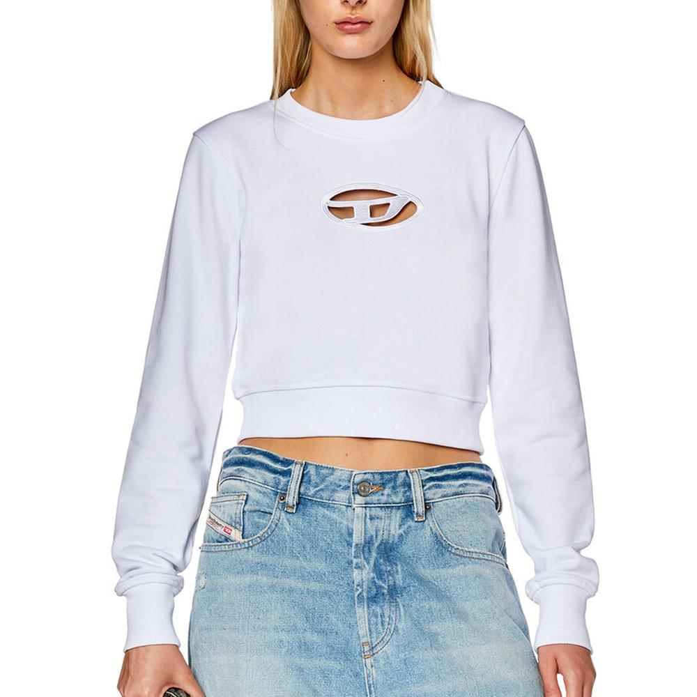 DIESEL Cropped Cutout Logo Women's Sweatshirt White A09931 0GRAC