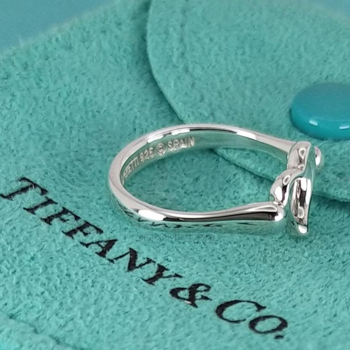 Tiffany & Co Open Heart Ring Sterling Silver 925 Adjustable Size