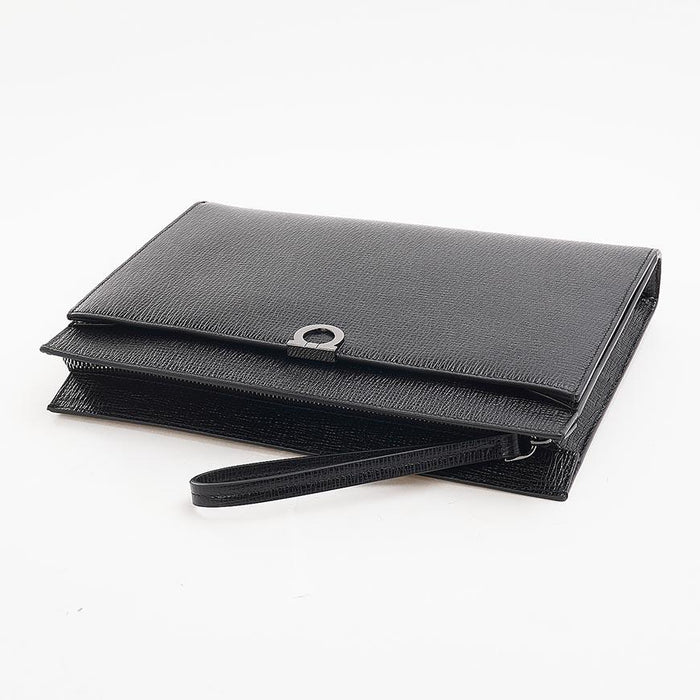 Ferragamo Gancini Leather Clutch Pouch Black Men’s Bag