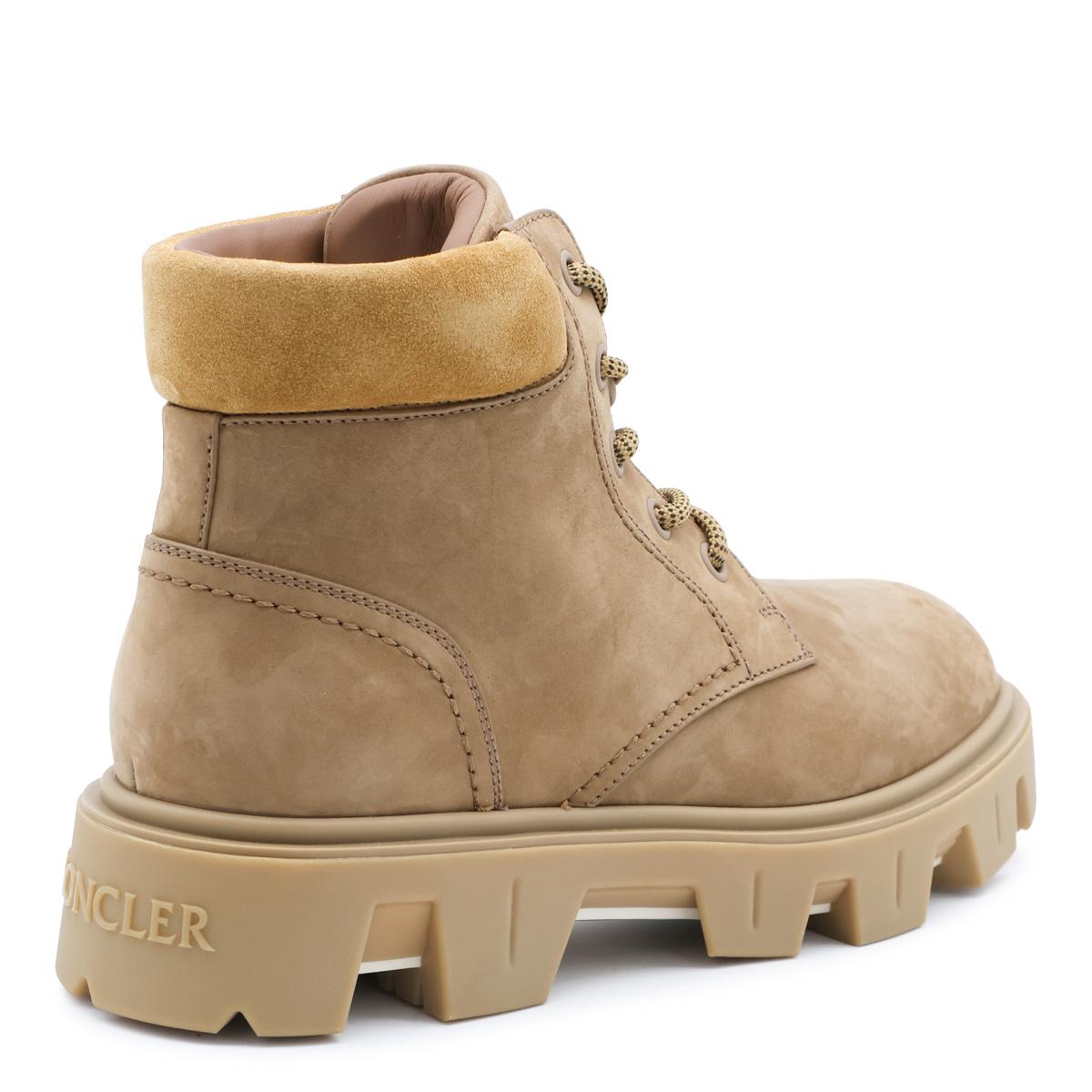 Moncler Black Leather Ankle Lace-Up Boots for Men