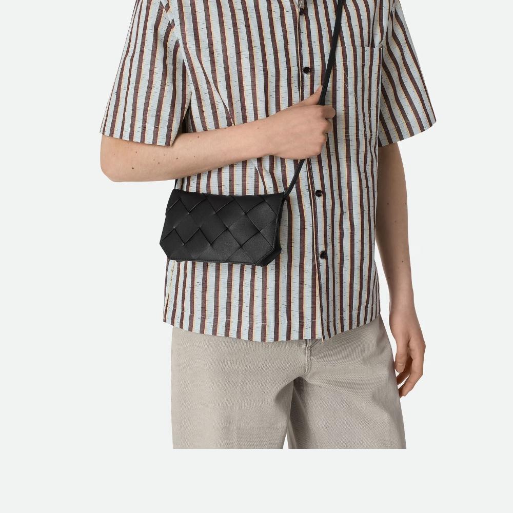 Bottega Veneta Diago Black Leather Phone Pouch Crossbody Bag