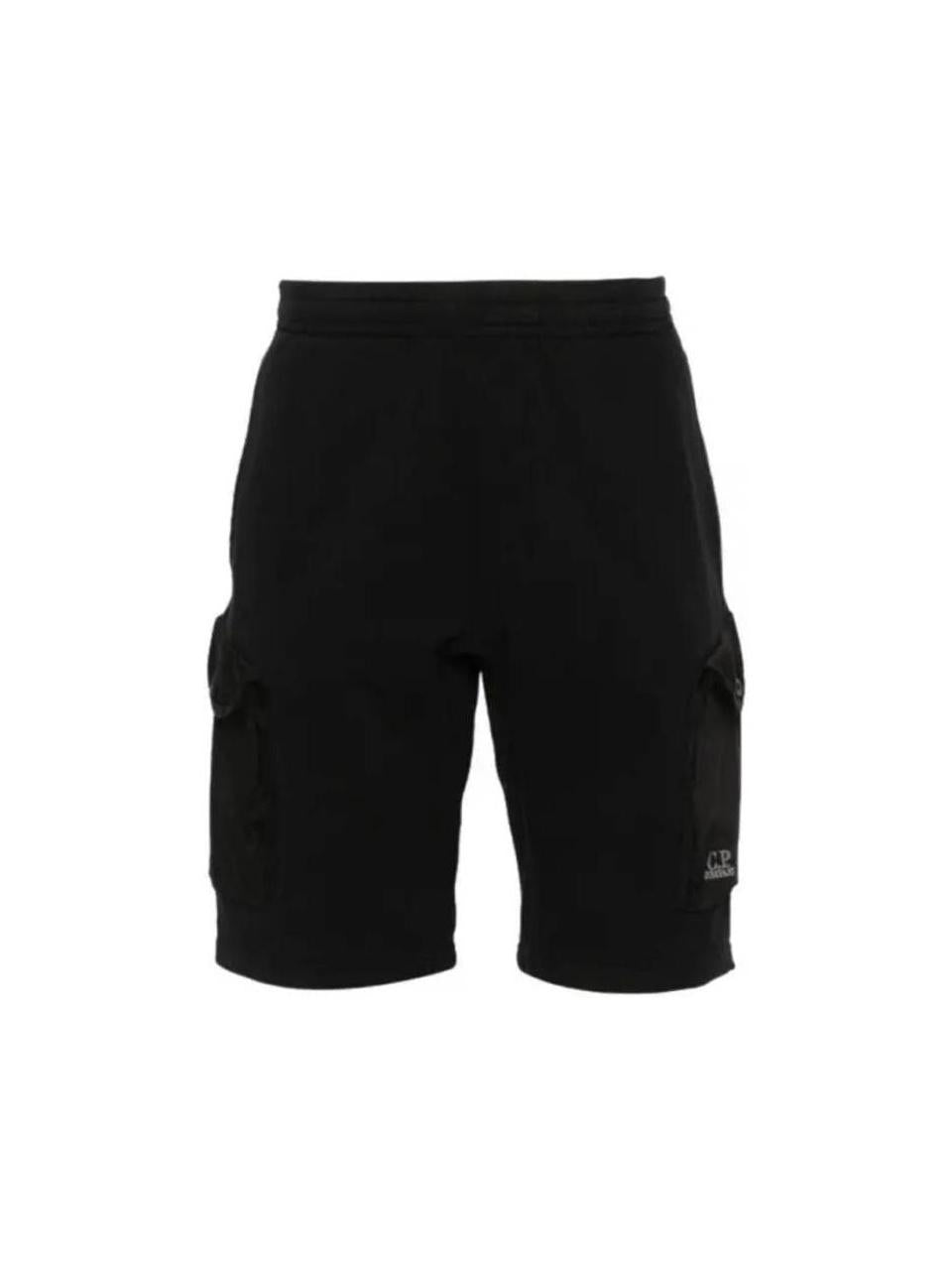 CP Company Cotton Fleece Mixed Cargo Shorts Black