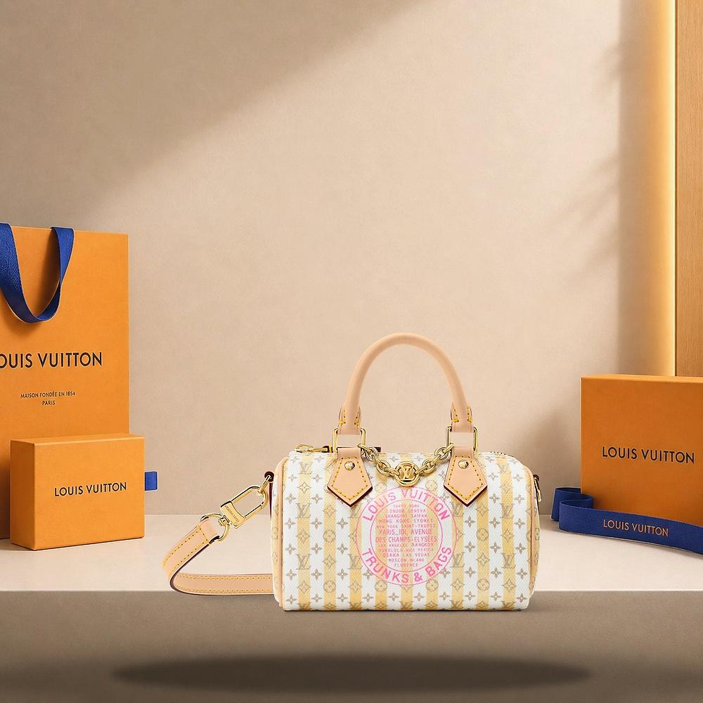 Louis Vuitton Nano Speedy LV Stamp Banana Tote Bag