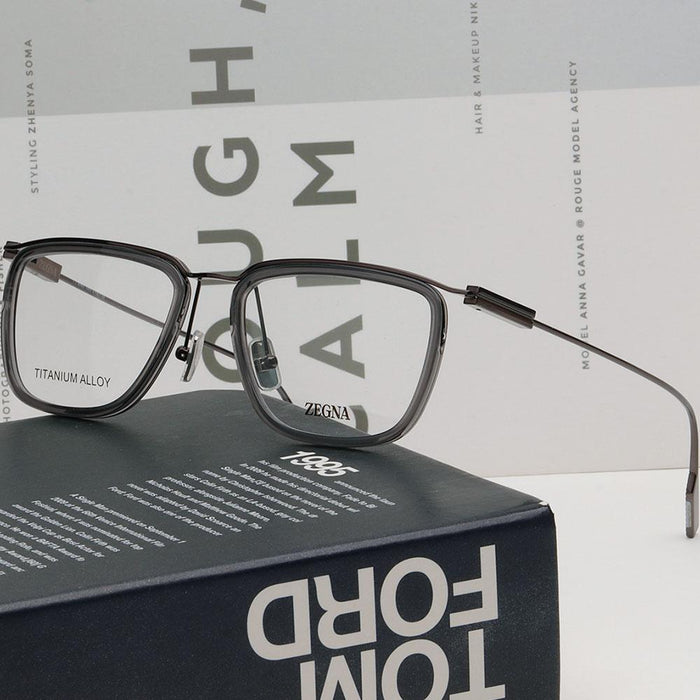 Zegna Titanium Rectangle Eyeglasses Unisex Asian Fit Frames EZ5291 D 020
