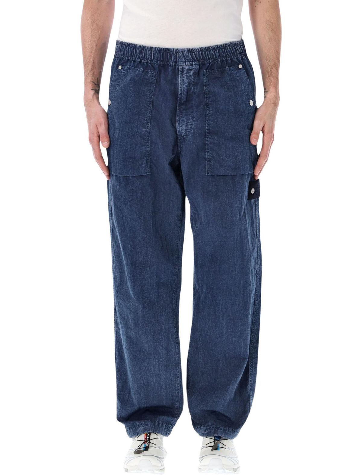 STONE ISLAND Black Cotton Cargo Pants for Men