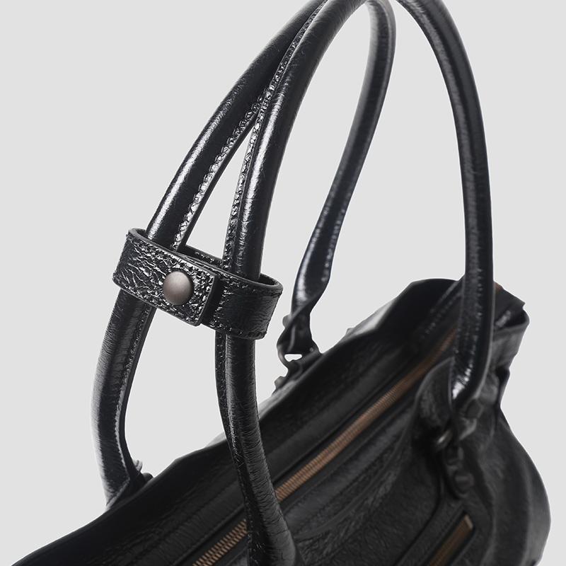 BALENCIAGA Le City East-West Shoulder Bag Black Leather