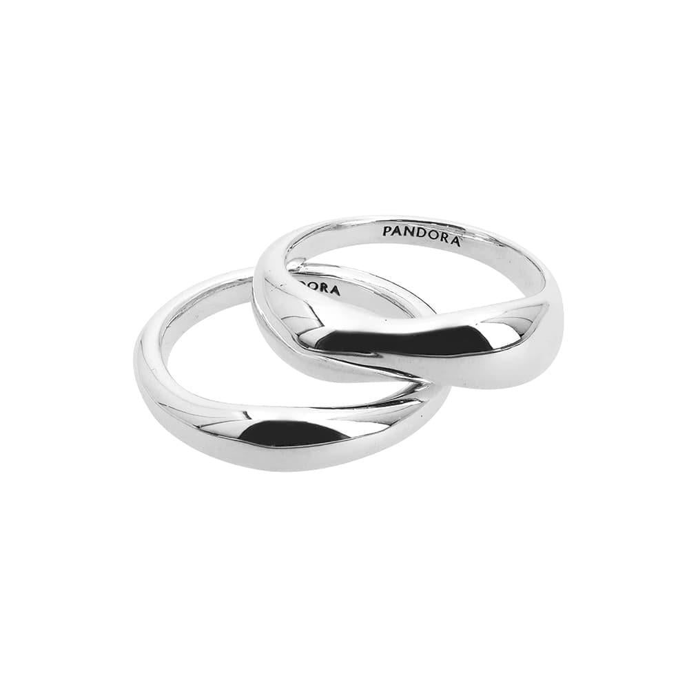 PANDORA Organic Shape Stacking Silver Ring for Women 193264C00