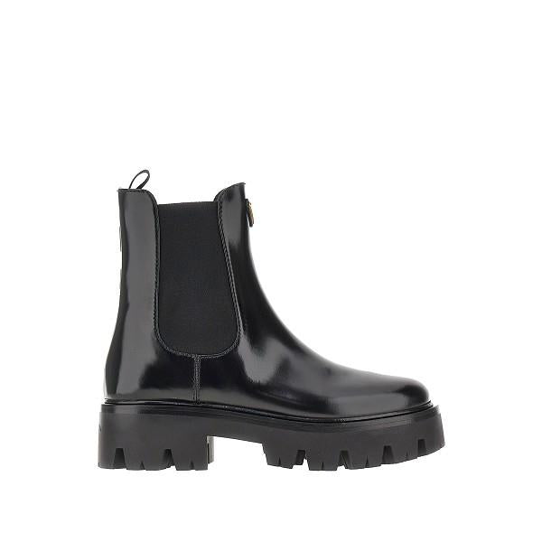 PRADA Black Leather Ankle Boots