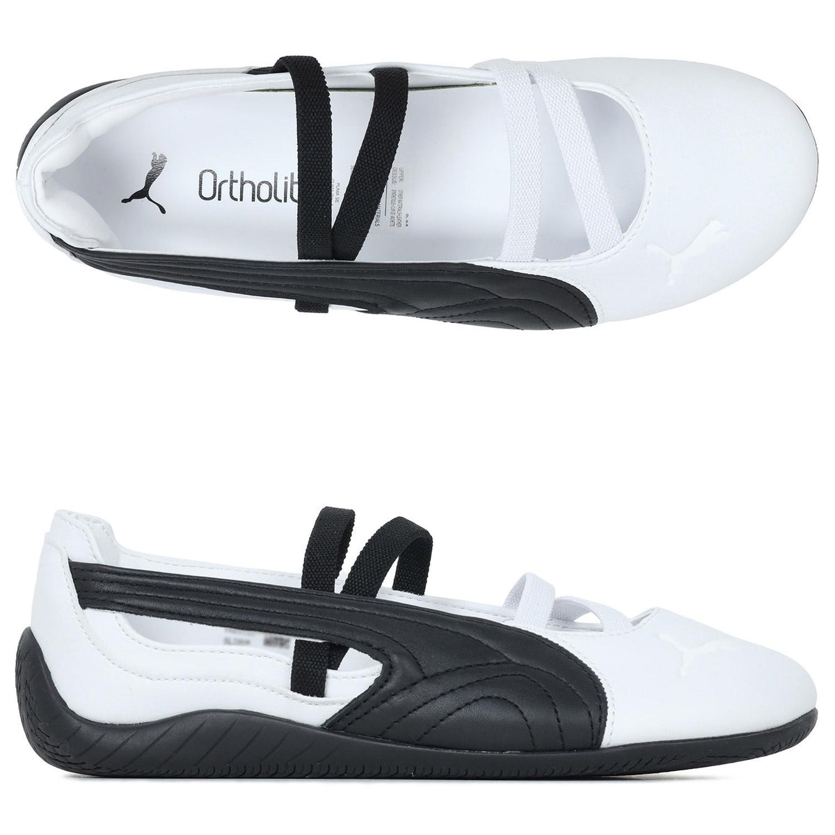 PUMA White Black Speedcat Ballet Leather Low-Top Sneakers