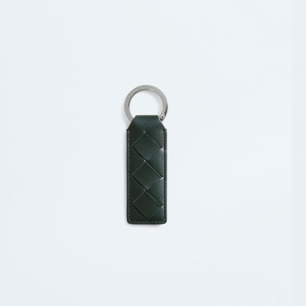 Bottega Veneta Intrecciato Alpigreen Leather Tab Key Ring