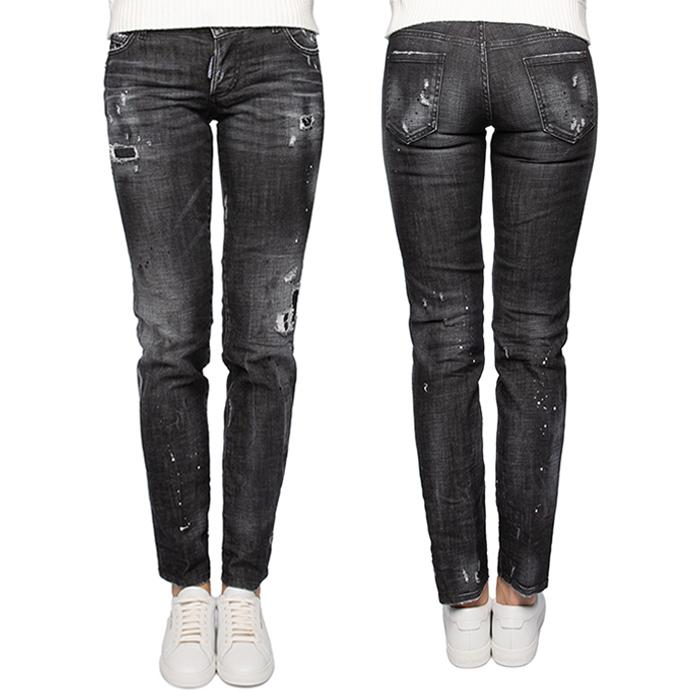 Dsquared2 Women’s Jennifer Black Wash Cropped Denim Jeans