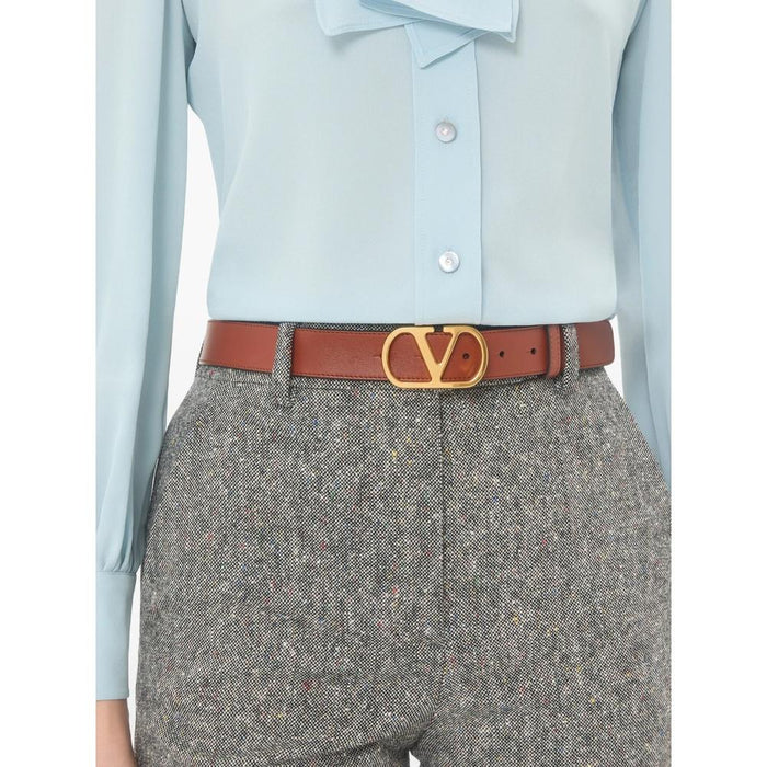 VALENTINO V Logo Leather Belt Women’s White