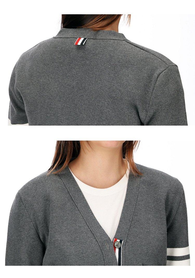 THOM BROWNE Women’s 4-Bar Stripe Milano Stitch Gray Cardigan