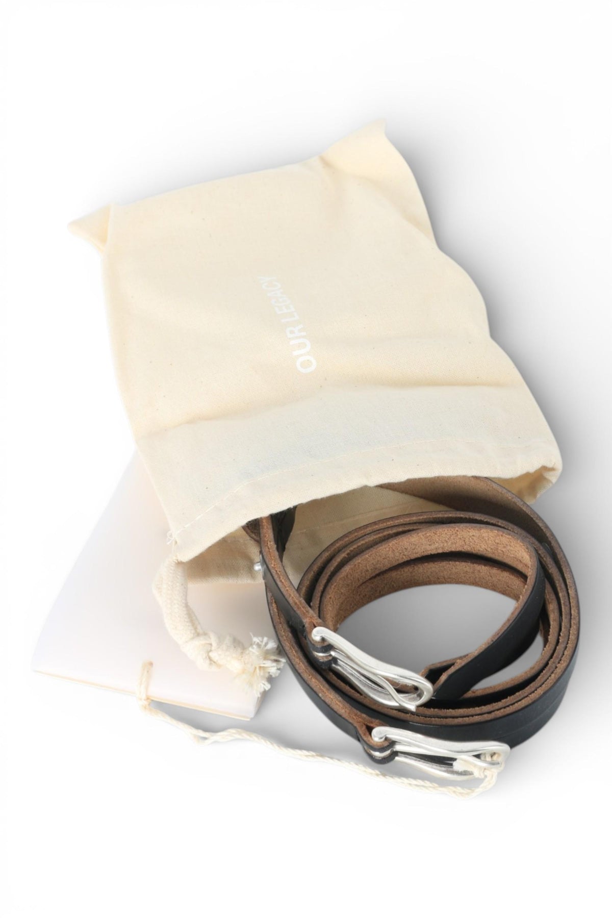 OUR LEGACY Black Chromexcel Leather Twin Tongue Belt A2258TBC