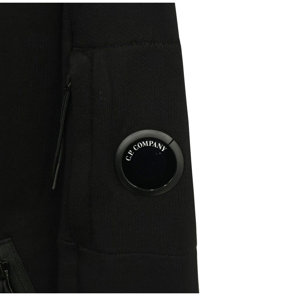 CP Company Lens Patch Diagonal Zip Hoodie Black Men's