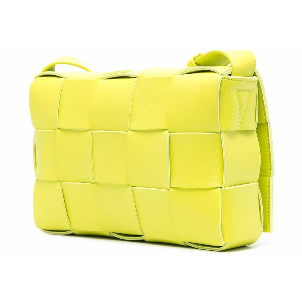 Bottega Veneta Maxi Intrecciato Small Shoulder Bag Yellow Leather