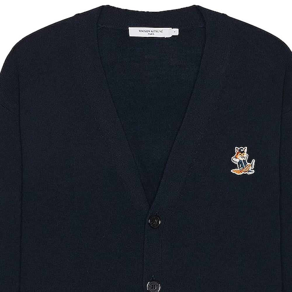 Maison Kitsune Dressed Fox Wool Cardigan Navy Men