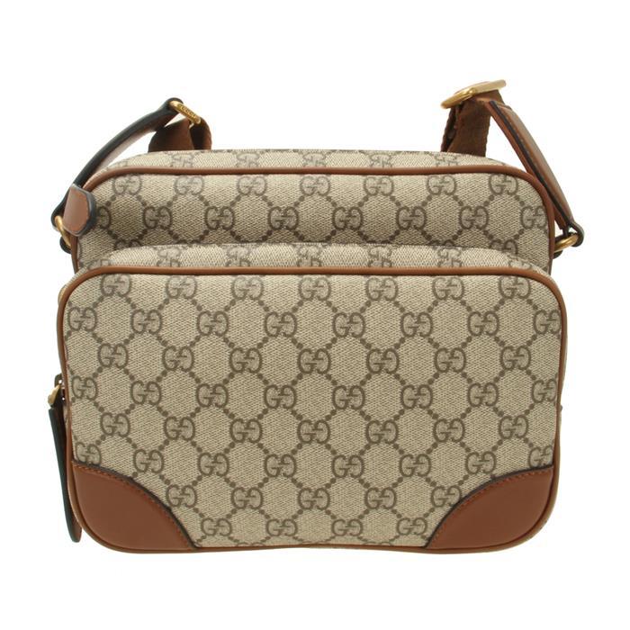 GUCCI GG Emblem Medium Crossbody Bag Brown Leather