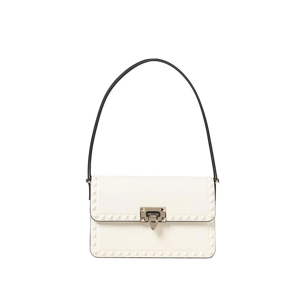 VALENTINO Rockstud Leather Shoulder Bag for Women Black