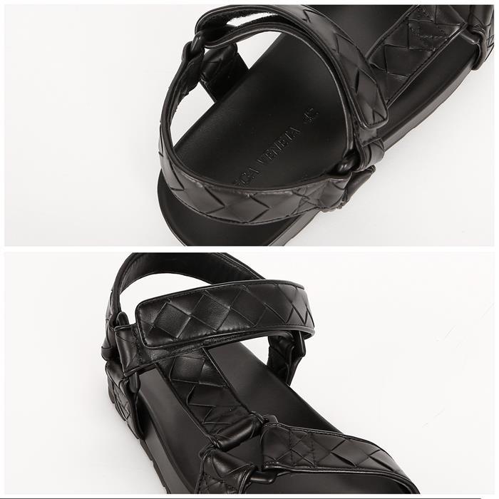 Bottega Veneta Intrecciato Trip Leather Sandals Black Men’s