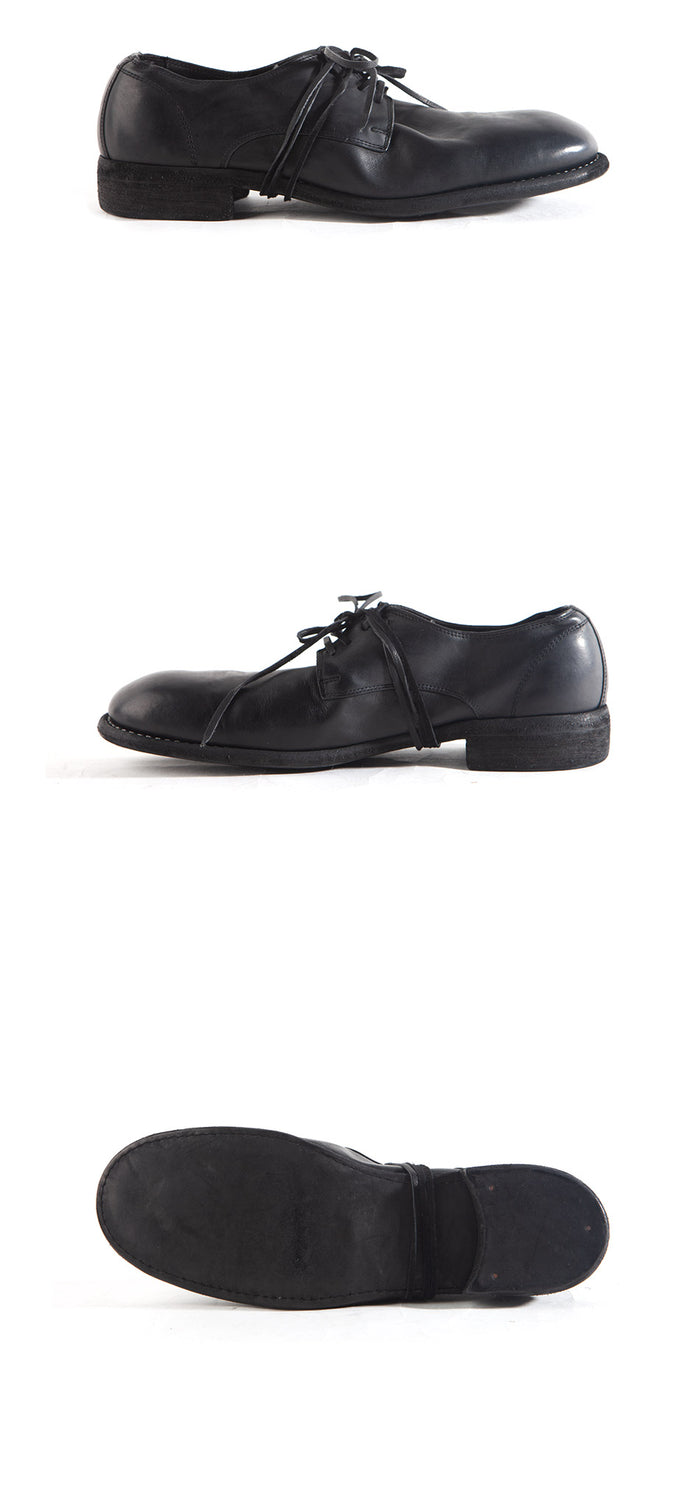 GUIDI Horse Leather Derby Shoes Unisex Black