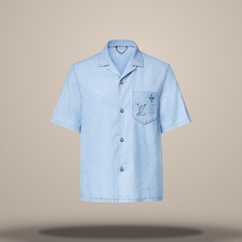 Louis Vuitton Embroidered Signature Chambray Short Sleeve Shirt 1AK79C