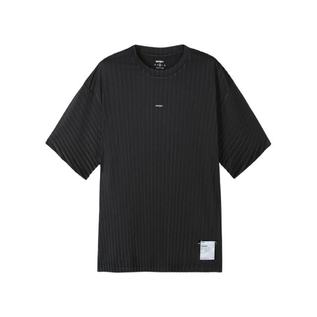 SATISFY Black AuraLite Pleated Short Sleeve T-Shirt Men