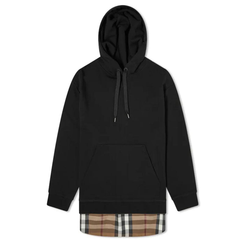 BURBERRY Black Check Panel Oversized Hoodie