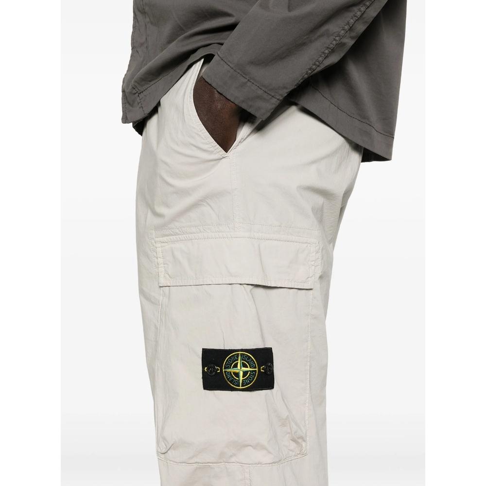 STONE ISLAND Logo Patch Cotton Cargo Pants for Men Navy