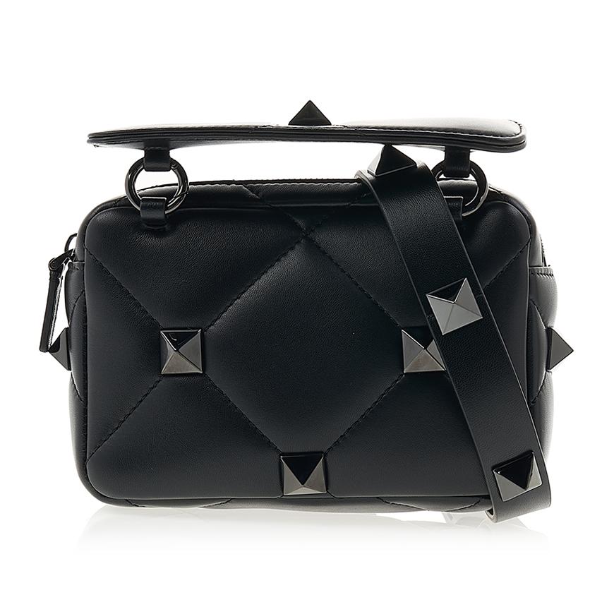 VALENTINO Roman Stud Quilted Leather Tote Bag Black Women