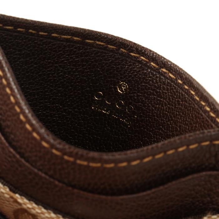 GUCCI Horsebit Leather Card Case Wallet Beige Brown