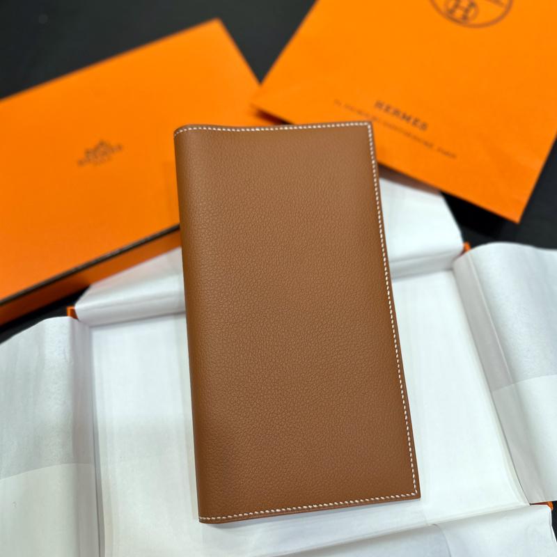 HERMES Brown Gold Epsom Calfskin MC2 Long Wallet Unisex