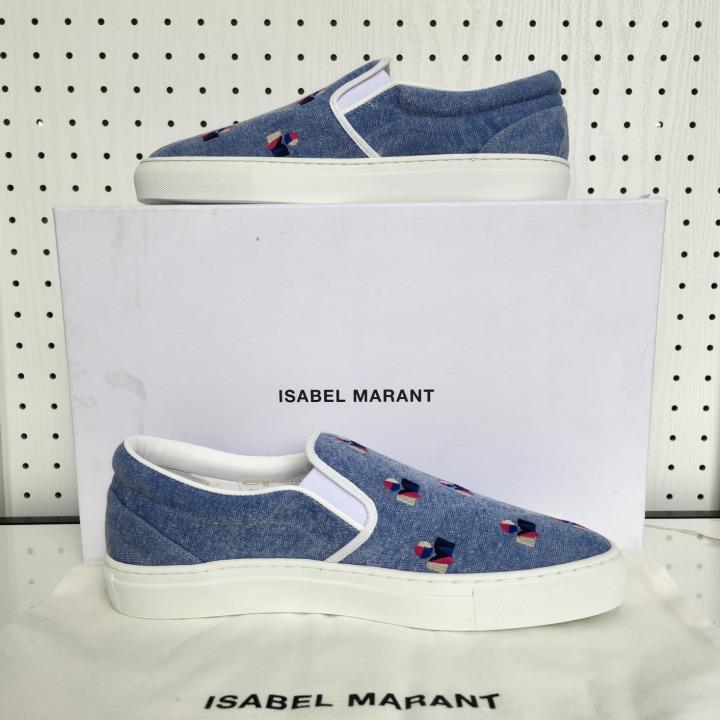 Isabel Marant Blue Logo Embroidered Low-Top Sneakers Men BK0094 22P026N