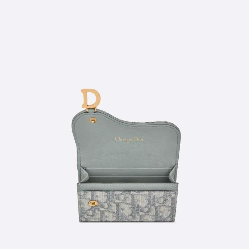 DIOR Oblique Saddle Navy Gray Card Holder S5611CTZQ