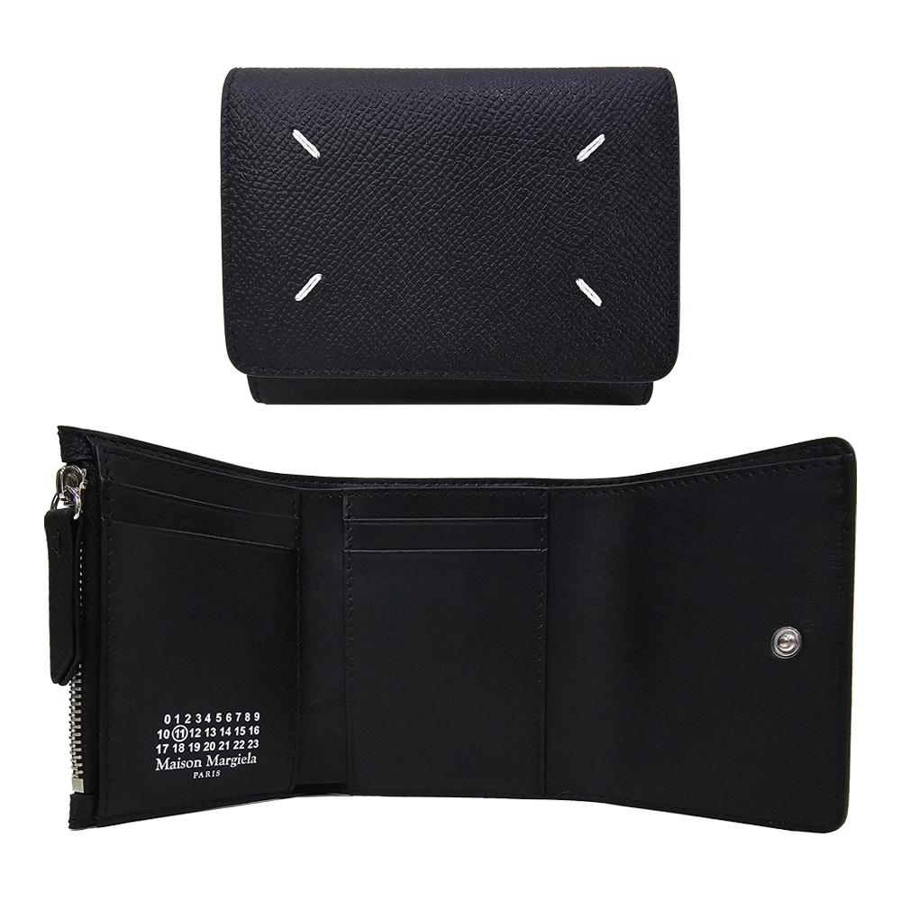 Maison Margiela Women’s Tri-Fold Leather Wallet Black