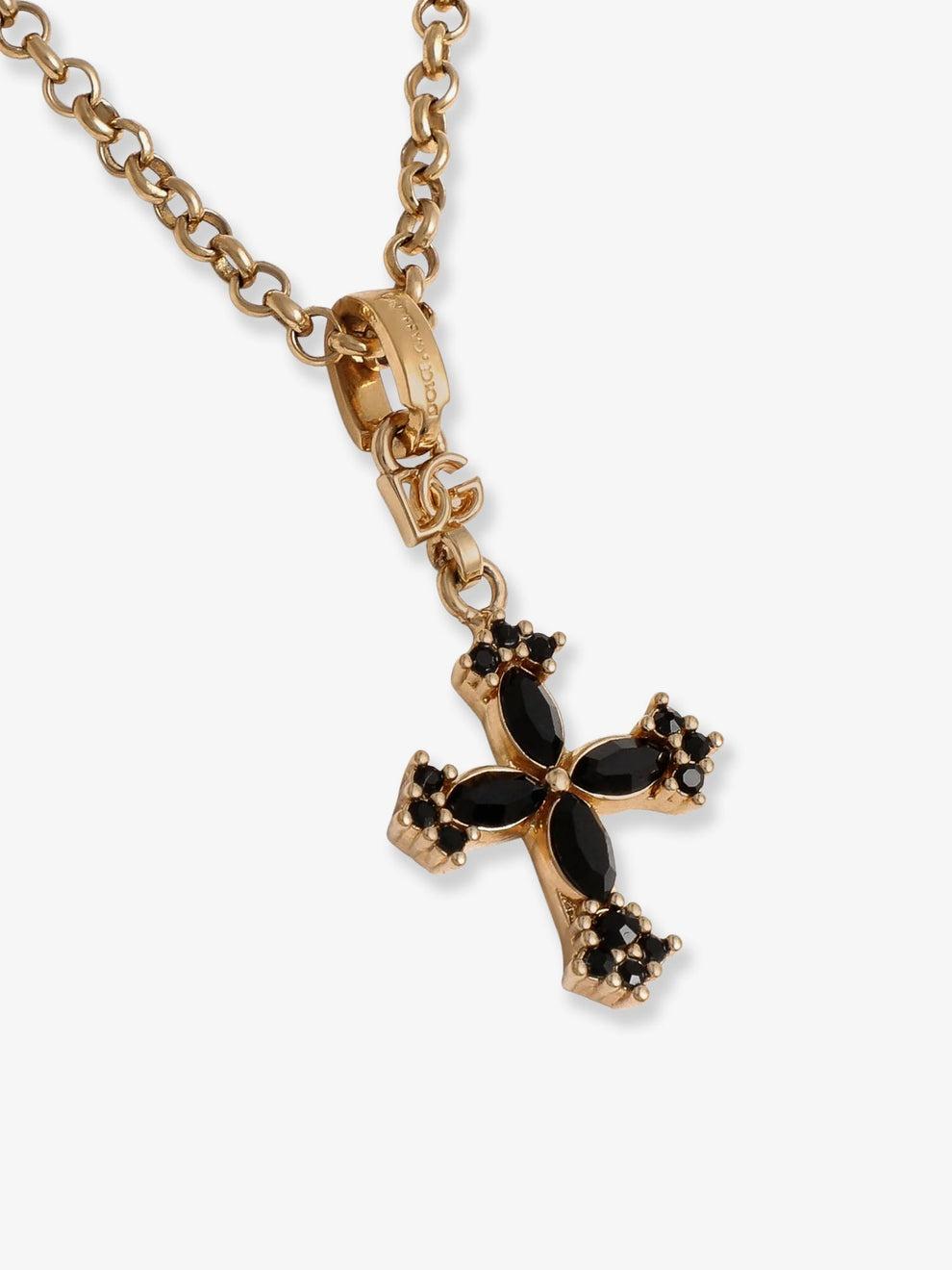 Dolce&Gabbana Women’s Black Cross Pendant Chain Necklace