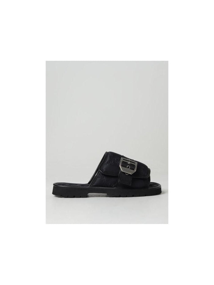 GUCCI GG Logo Slide Sandals Black Leather Men’s Sandals