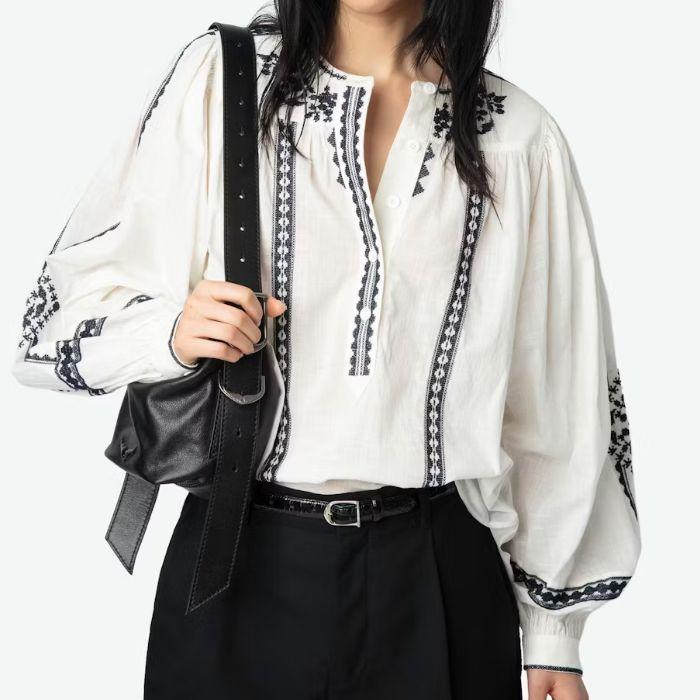 Zadig&Voltaire Oversized Cotton Shirt with KOZAK Embroidery White